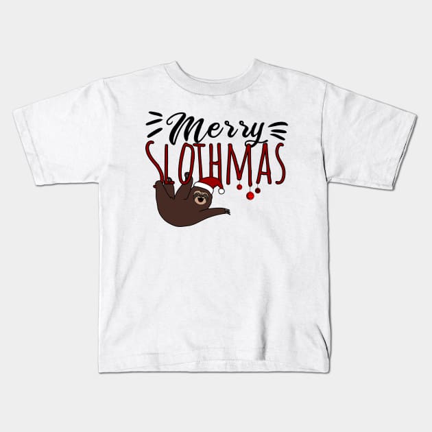 Merry Slothmas Kids T-Shirt by Rishirt